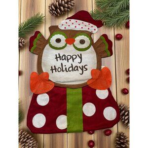 Holiday Owl Door Greeter 20 1/4"x 29 1/4" Christmas Wall hanging